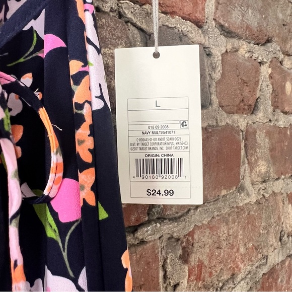 A new day Large Wrap Dress navy blue with florals - Picture 5 of 7